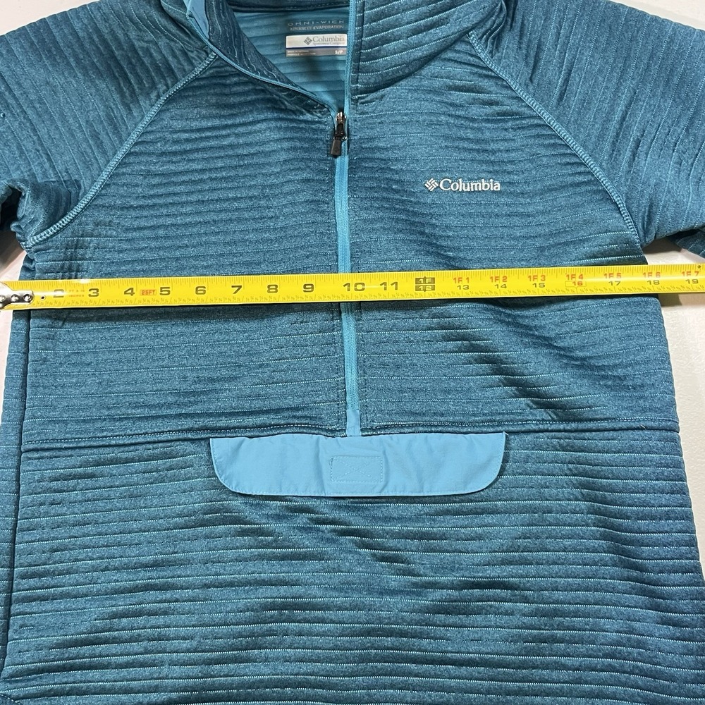 Columbia Women's Airtight Fleece 1/2 Zip Kangaroo Pouch Small Omni-wick EUC Teal - Picture 5 of 8